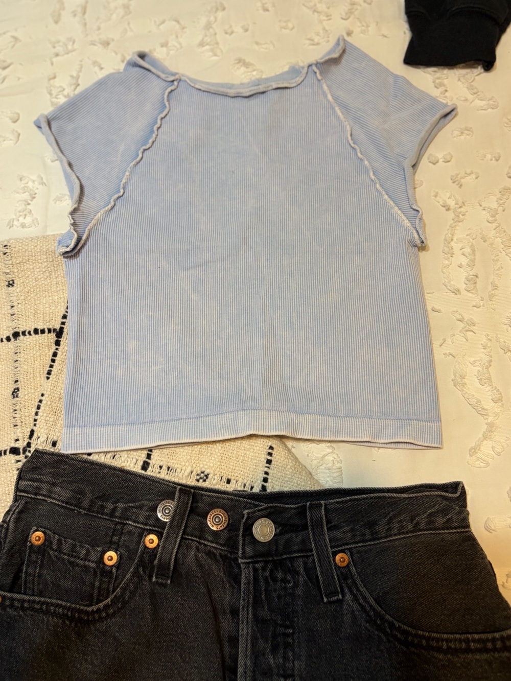 Seamless Light Blue Ribbed Top